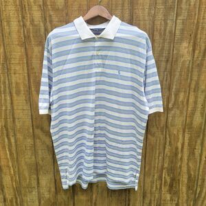 Polo Golf Pima Cotton White With Light Blue Stripes Polo Mens Size XL